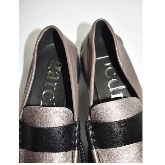 $750 PEDRO GARCIA STINA CLASSIC PENNY LOAFER FOSSIL METALLIC BLACK 41 (DB27) - Picture 4 of 8